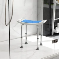 HOMCOM Height Adjustable Shower Chair, 20.5"W Aluminum Shower Stool for Inside Shower with Suction Cup Feet, EVA Padded Bath Seat for Senior, Elderly, Disabled(m-1)