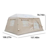 Modern Camping Tent with Quick-Inflate 2-Room Design, 4-Season Waterproof Family Tent with Hand Pump, 157.5″ L x 108″ W x 78.5″ H, Beige(m-3)