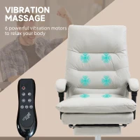 Vinsetto Microfibre Executive Massage Office Chair, Computer Desk Chair, Reclining Chair with Footrest, Double-tier Padding, Swivel Wheels, Cream White(m-4)