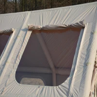 Inflatable Camping Tent with Hand Pump & Inflatable Beam Frame, Waterproof Cabin Tent for 4-8 People, 157.5″ L x 118″ W x 78.5″ H, Beige(m-4)