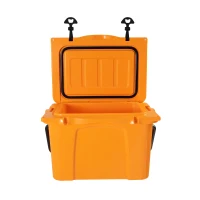 Insulated Portable Hard Cooler with Impact-Resistant Construction, Outdoor Ice Chest for Extended Travel, 21.5″ L x 15.5″ W x 15.5″ H, Orange(m-11)
