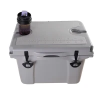 Insulated Portable Cooler with Impact-Resistant Hard Shell, Outdoor Ice Chest for Extended Travel, 21.5″ L x 15.5″ W x 15.5″ H, Grey(m-14)