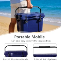 Insulated Portable Hard Cooler with Impact-Resistant Construction, Outdoor Ice Chest for Extended Travel, 21.5″ L x 15.5″ W x 15.5″ H, Blue(m-6)
