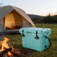 25QT Portable Insulated Hard Cooler with 5-7 Day Ice Retention, Camping Cooler Box for Outdoor Use, 21.5″ L x 15.5″ W x 15.5″ H, Turquoise(m-10)