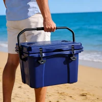 Insulated Portable Hard Cooler with Impact-Resistant Construction, Outdoor Ice Chest for Extended Travel, 21.5″ L x 15.5″ W x 15.5″ H, Blue(m-10)
