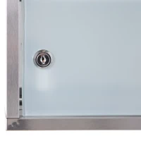 HOMCOM Wall Mount Medicine Cabinet, Bathroom Cabinet with 3 Tier Shelves, Stainless Steel Frame and Glass Door, Lockable with 2 Keys, Silver, 12" x 23.5"(m-13)