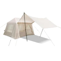 Inflatable 4-Season Camping Tent with Easy Setup, Windproof Family Tent with Skylight Top, 102.5″ L x 86.5″ W x 71″ H, Beige(m-2)
