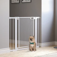 PawHut 29.5"-40.6" Metal Pet Gate, Dog Gate with Auto Closing Door, Double Locking, for Doorways, Stairs, Hallways, White(m-8)