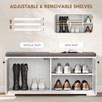 HOMCOM Shoe Storage Bench with Padded Seat, Entryway Bench Holds up to 352 lb, Shoe Organizer, 8 Pairs, White Wood Grain(m-5)