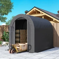 Outsunny 5' x 8' Outdoor Storage Shed, Heavy Duty Galvanized Steel Portable Shed for Bike, Motorcycle, Garden Tools, Black(m-10)