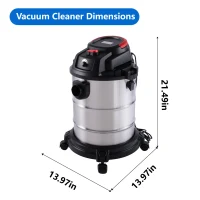 3-In-1 Shop Vacuum with 32mm Universal Nozzle & 360° Swivel Casters, One-Click Blower for Home, Garage, 14″ L x 14″ W x 21.5″ H, Black(m-3)