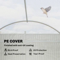 Outsunny Walk-in Tunnel Greenhouse, Plant Hot House w/ Support Rods, Roll-up Mesh Door, Mesh Windows, 13'x9.8'x6.6', White(m-5)
