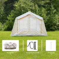 Upgrade Inflatable Camping Tent with Higher Sidewalls, 4-Season Waterproof Family Tent with Stove Jack, 126″ L x 98.5″ W x 82.5″ H, Beige(m-4)