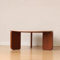 Elevating Center Coffee Table with Sculptural Curved Legs, Stable Coffee Table for Dining Room, 31.5″ L x 31.5″ W x 13.5″ H, Walnut+White(m-1)