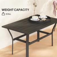 Outsunny Outdoor Side Table with Slatted Tabletop, Metal Patio Coffee Table for Garden, Balcony, Black(m-6)