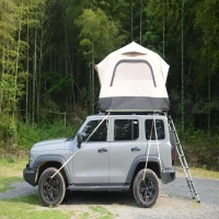 Quick-Setup Tent with Electric Pump & Waterproof Fabric, Inflatable Rooftop Tent for Truck & SUV, 86.5″ L x 57″ W x 52.5″ H, Black+Cream(m-1)