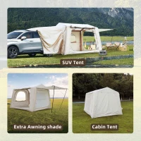 2-In-1 Inflatable Camping Tent with PU3000mm Waterproof, Sturdy Oxford Tent for 4-6 Person, 118″ L x 98.5″ W x 83″ H, Beige(m-5)