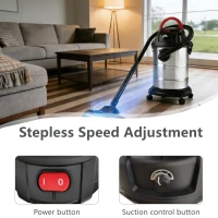 3-In-1 Shop Vacuum with 32mm Universal Nozzle & 360° Swivel Casters, One-Click Blower for Home, Garage, 14″ L x 14″ W x 21.5″ H, Black(m-7)