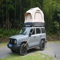 Quick-Setup Tent with Electric Pump & Waterproof Fabric, Inflatable Rooftop Tent for Truck & SUV, 86.5″ L x 57″ W x 52.5″ H, Black+Cream(m-4)