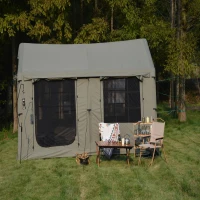 Inflatable Camping Tent with Hand Pump & Polyester Fabric, Waterproof Glamping Tent for Outdoor, 157.5″ L x 118″ W x 90.5″ H, Army Green(m-9)