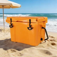 Insulated Portable Hard Cooler with Impact-Resistant Construction, Outdoor Ice Chest for Extended Travel, 21.5″ L x 15.5″ W x 15.5″ H, Orange(m-1)