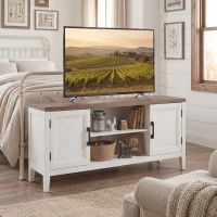 HOMCOM TV Stand for TVs up to 55 Inch, Entertainment Center with 2 Open Shelves, 2 Cabinets, Thick Top, White and Brown(m-10)