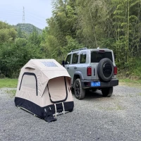 Quick-Setup Tent with Electric Pump & Waterproof Fabric, Inflatable Rooftop Tent for Truck & SUV, 86.5″ L x 57″ W x 52.5″ H, Black+Cream(m-7)