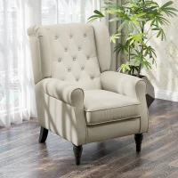 HOMCOM Button-Tufted Accent Chair with High Wingback, Rounded Cushioned Armrests and Thick Padded Seat, Cream White(m-10)