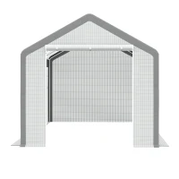 Outsunny 20' x 10' x 9' Walk-in Greenhouse, Outdoor Garden Warm Hot House with 6 Roll-up Windows, 2 Zippered Doors and Weather Cover, White(m-11)