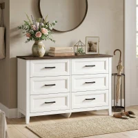 HOMCOM Wide Dresser for Bedroom with 6 Drawers Storage Chest of Drawers for Living Room, Closet, Laundry, Entryway(m-9)