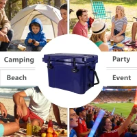 Insulated Portable Hard Cooler with Impact-Resistant Construction, Outdoor Ice Chest for Extended Travel, 21.5″ L x 15.5″ W x 15.5″ H, Blue(m-5)