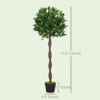 Outsunny 4FT Artificial Laurel Tree Set of 2, Lifelike Fake Plant with 564 Leaves, Potted Fake Plant for Home Office Decor, Green(m-3)