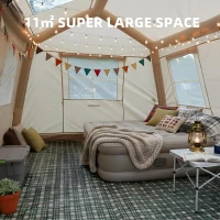 Modern Inflatable Camping Tent with Easy-Setup Blow-Up Design, 4-Season Family Tent for Family Trip, 157.5″ L x 108″ W x 78.5″ H, Beige(m-5)