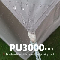 4-Season Camping Tent with Extended Awning and Higher Sidewalls, Waterproof Family Tent with Dual Doors, 126″ L x 98.5″ W x 82.5″ H, Beige(m-10)