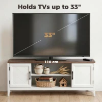 HOMCOM TV Stand for TVs up to 55 Inch, Entertainment Center with 2 Open Shelves, 2 Cabinets, Thick Top, White and Brown(m-7)