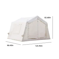 Upgrade Inflatable Camping Tent with Higher Sidewalls, 4-Season Waterproof Family Tent with Stove Jack, 126″ L x 98.5″ W x 82.5″ H, Beige(m-3)