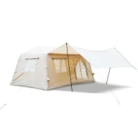 Modern Inflatable Camping Tent with Easy-Setup Blow-Up Design, 4-Season Family Tent for Family Trip, 157.5″ L x 108″ W x 78.5″ H, Beige(m-2)