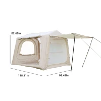 2-In-1 Inflatable Camping Tent with PU3000mm Waterproof, Sturdy Oxford Tent for 4-6 Person, 118″ L x 98.5″ W x 83″ H, Beige(m-3)