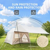 Inflatable 4-Season Camping Tent with Easy Setup, Windproof Family Tent with Skylight Top, 102.5″ L x 86.5″ W x 71″ H, Beige(m-5)