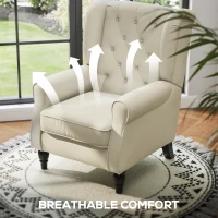 HOMCOM Button-Tufted Accent Chair with High Wingback, Rounded Cushioned Armrests and Thick Padded Seat, Cream White(m-6)