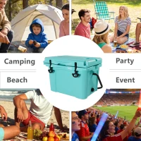 25QT Portable Insulated Hard Cooler with 5-7 Day Ice Retention, Camping Cooler Box for Outdoor Use, 21.5″ L x 15.5″ W x 15.5″ H, Turquoise(m-5)