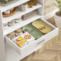 HOMCOM Microwave Cart with Wheels, Microwave Stand with Worktop, Open Shelves and Drawer, Storage Cabinet, White(m-10)