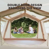 Upgrade Inflatable Camping Tent with Higher Sidewalls, 4-Season Waterproof Family Tent with Stove Jack, 126″ L x 98.5″ W x 82.5″ H, Beige(m-8)