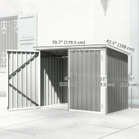 Outsunny Outdoor Metal Storage Shed Garden Garbage Can Organizer with Double Door and Vents for 2 Trash Cans, Light Grey(m-3)