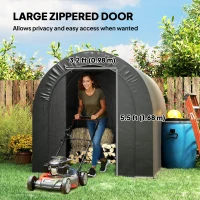 Outsunny 6' x 8' Outdoor Storage Shed, Heavy Duty Galvanized Steel Portable Shed for Bike, Motorcycle, Garden Tools, Black(m-6)