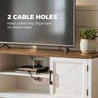 HOMCOM TV Stand for TVs up to 65 Inch, Entertainment Center with 2 Open Shelves, 2 Cabinets, Thick Top, White and Brown(m-9)