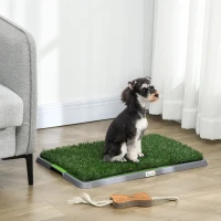 PawHut Artificial Grass Pee Pad for Dogs Potty Training, 26" x 16", 2 Packs, Green(m-8)