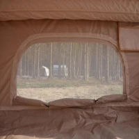 Inflatable Camping Tent with Hand Pump & Inflatable Beam Frame, Waterproof Cabin Tent for 4-8 People, 157.5″ L x 118″ W x 78.5″ H, Beige(m-9)