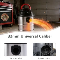 3-In-1 Shop Vacuum with 32mm Universal Nozzle & 360° Swivel Casters, One-Click Blower for Home, Garage, 14″ L x 14″ W x 21.5″ H, Black(m-8)
