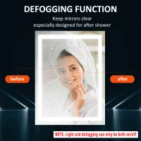 HOMCOM LED Bathroom Mirror Wall Mount Vanity Make Up Mirror with Dimmable Touch Switch Control and Defogger, Waterproof - 36" x 28"(m-6)